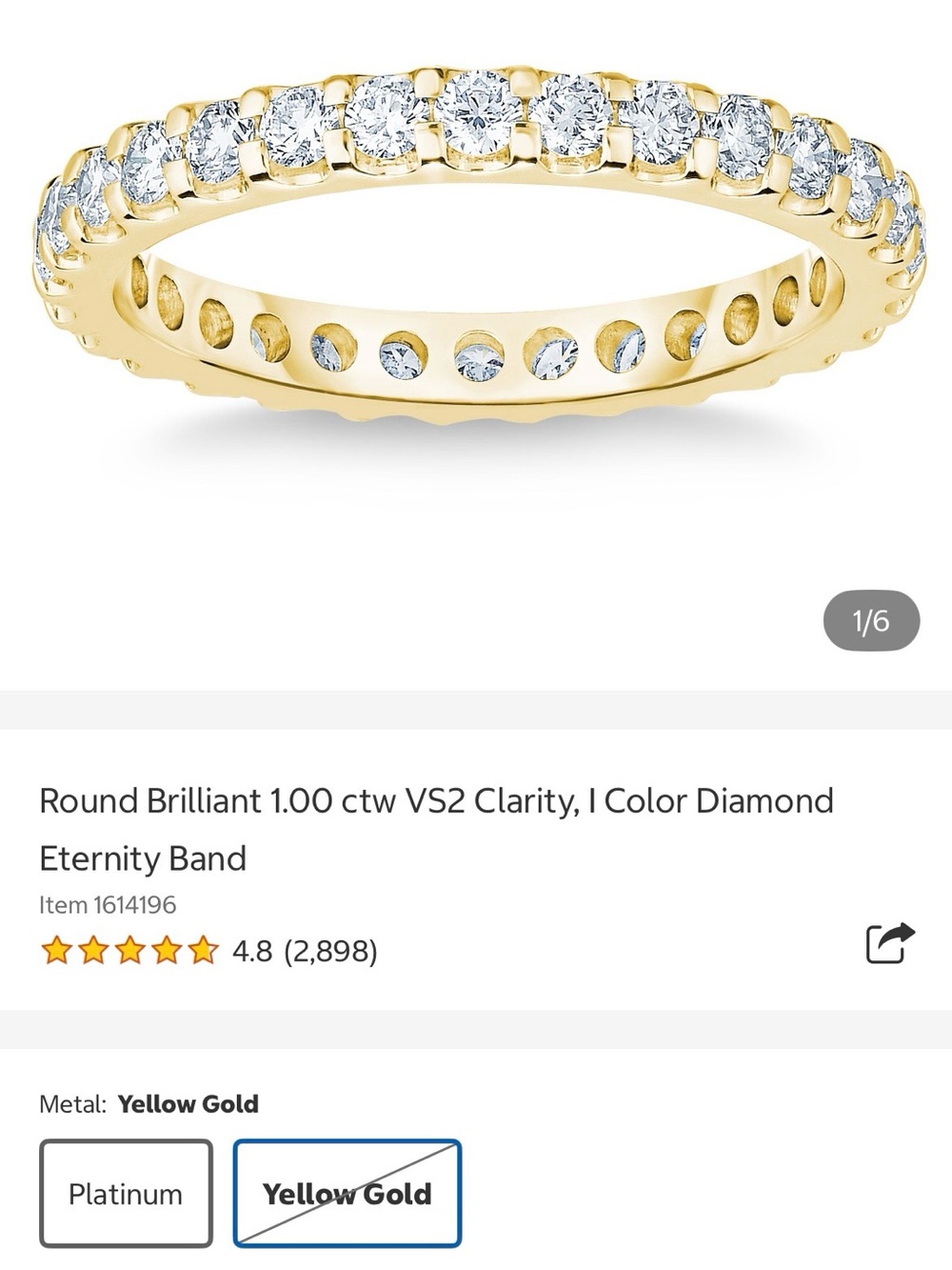 Natural Diamond Eternity Band Size 6 
1 carat total weight 18kt Yellow Gold - Picture 7 of 16